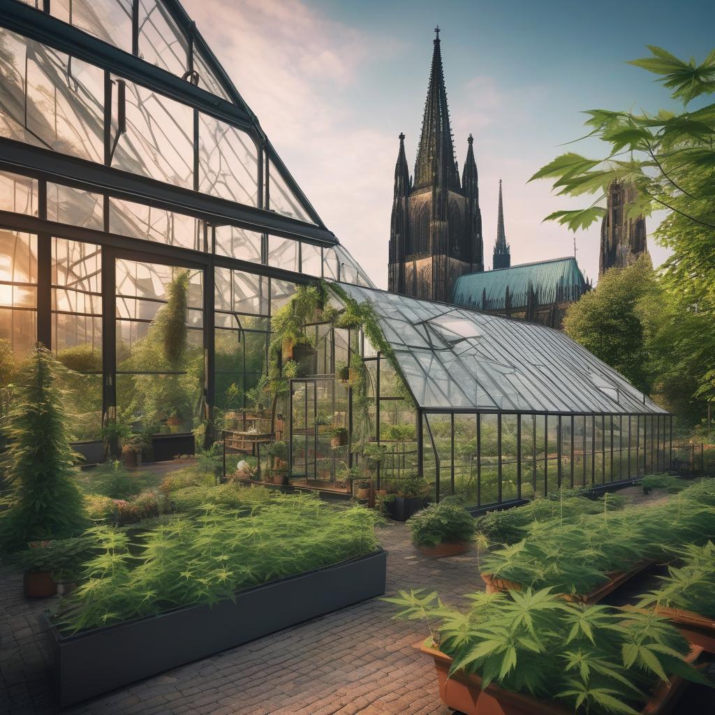 Zu sehen ist eine Cannabis-Plantage vor dem Kölner Dom. Die Pflanzen gehören den Urban Growers - einem Cannabis Social Club, einem Anbauverein.